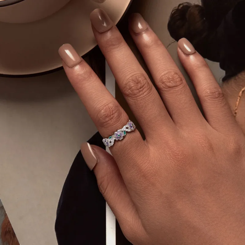 (slika za) Prstan z vijoličnim vencem v stilu Pandora - BSR492 - Ogled 5