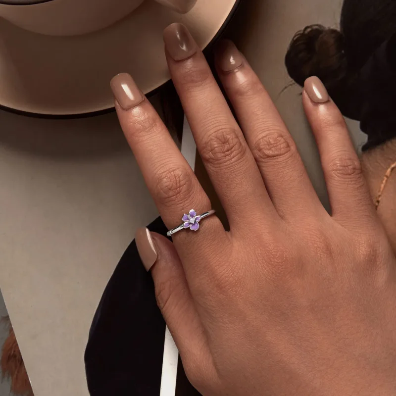 (slika za) Prstan z vijolično rožo v stilu Pandora - SCR976-E - Ogled 5