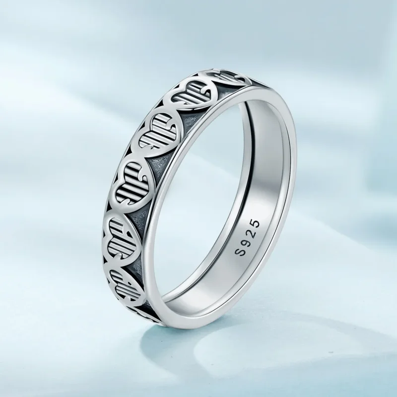 (slika za) Reliefni prstan v obliki srca v slogu Pandora - SCR964 - Ogled 2