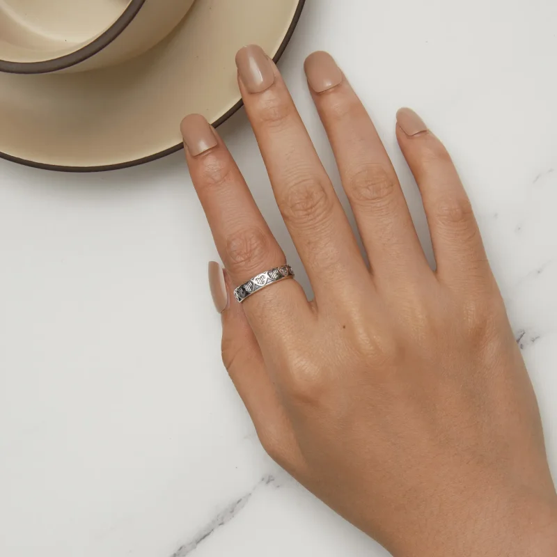 (slika za) Reliefni prstan v obliki srca v slogu Pandora - SCR964 - Ogled 5