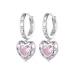 Rožnati obročasti uhani v obliki srca v slogu Pandora - SCE1625