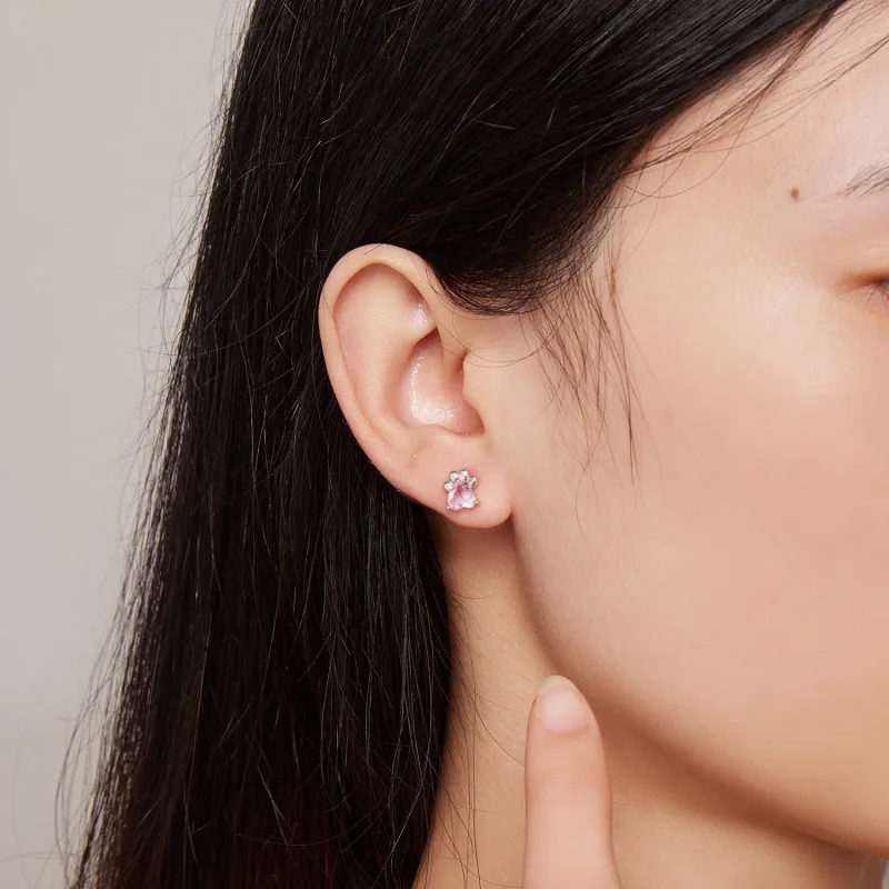 (slika za) Rožnati uhani s pasjimi tačkami v stilu Pandora - SCE1574 - Ogled 5