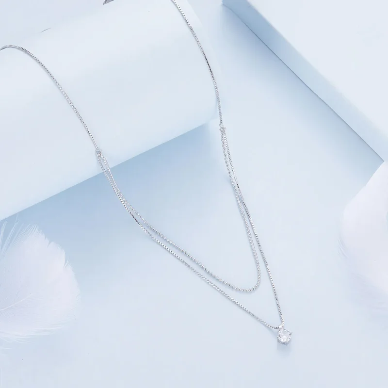 (slika za) Sijoča dvoslojna ogrlica v slogu Pandora - BSN358 - Ogled 2