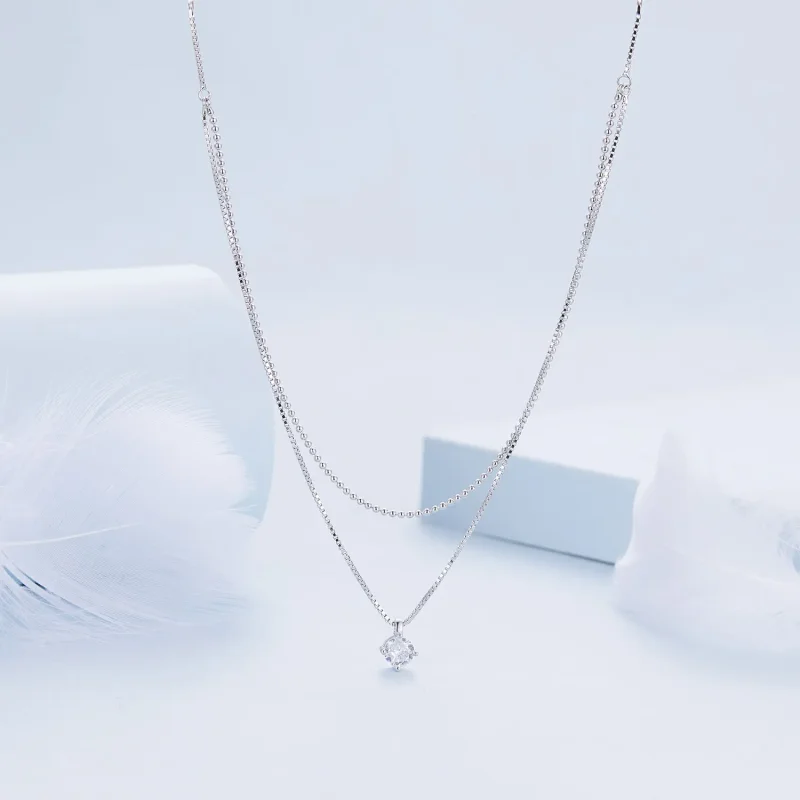 (slika za) Sijoča dvoslojna ogrlica v slogu Pandora - BSN358 - Ogled 3