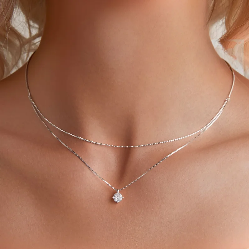 (slika za) Sijoča dvoslojna ogrlica v slogu Pandora - BSN358 - Ogled 5