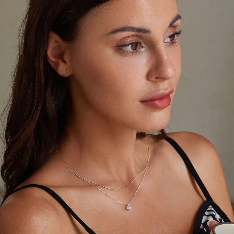 (slika za) Sijoča dvoslojna ogrlica v slogu Pandora - BSN358 - Ogled 6