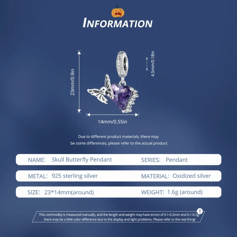(slika za) Silikonski obesek v obliki lobanje v obliki metulja Pandora - BSC912 - Ogled 6