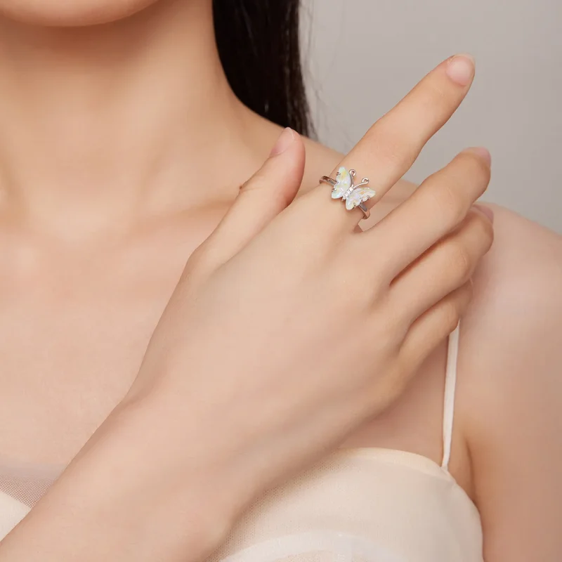 (slika za) Simfonični prstan z metulji v slogu Pandora - SCR912 - Ogled 4