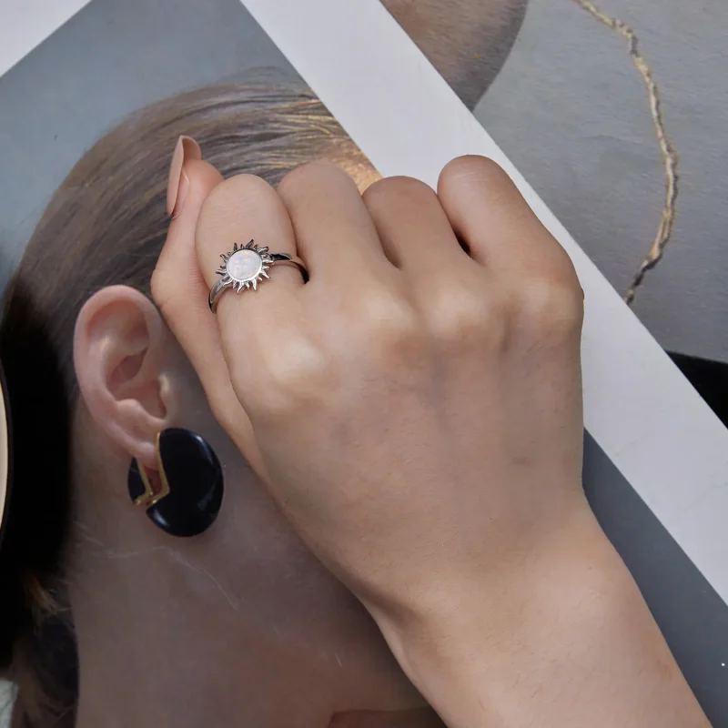 (slika za) Sončni prstan z opalom v slogu Pandora - BSR398 - Ogled 7