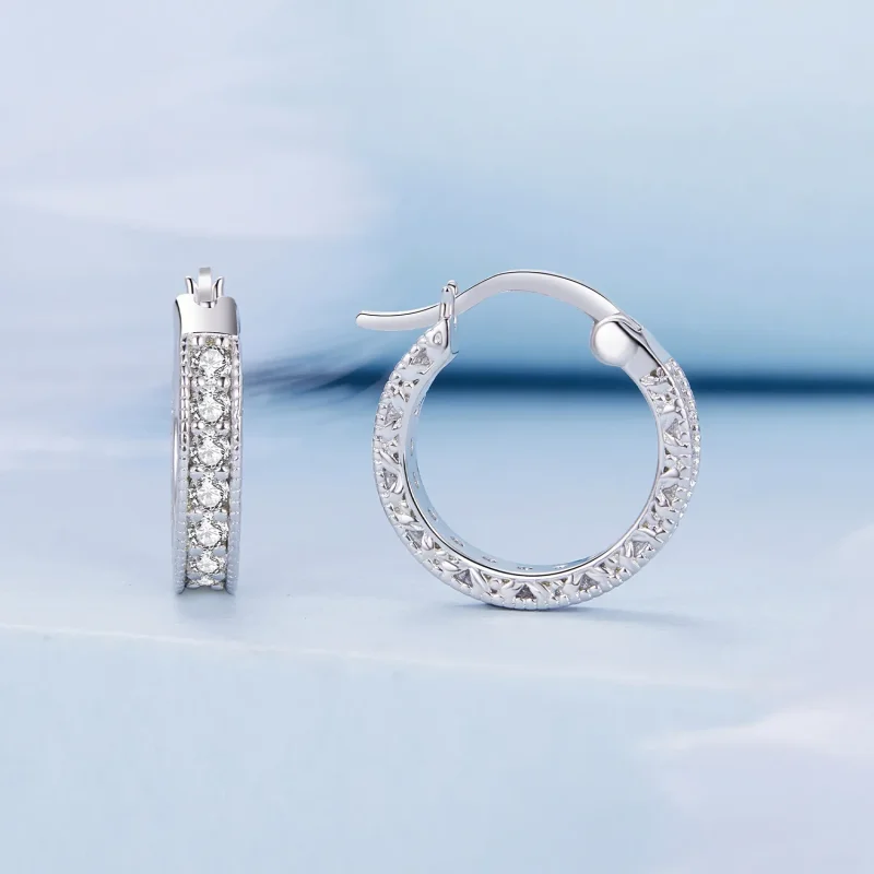 (slika za) Svetleči obročasti uhani v stilu Pandora - BSE868 - Ogled 2