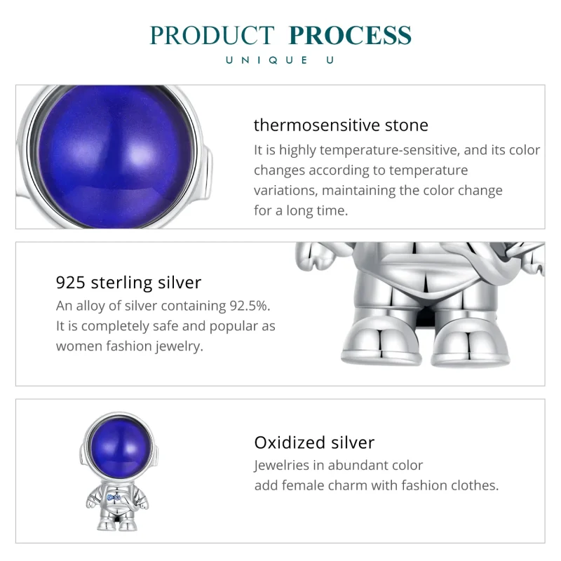 (slika za) Topel obesek za astronavte v stilu Pandora - BSC578-CF - Ogled 6