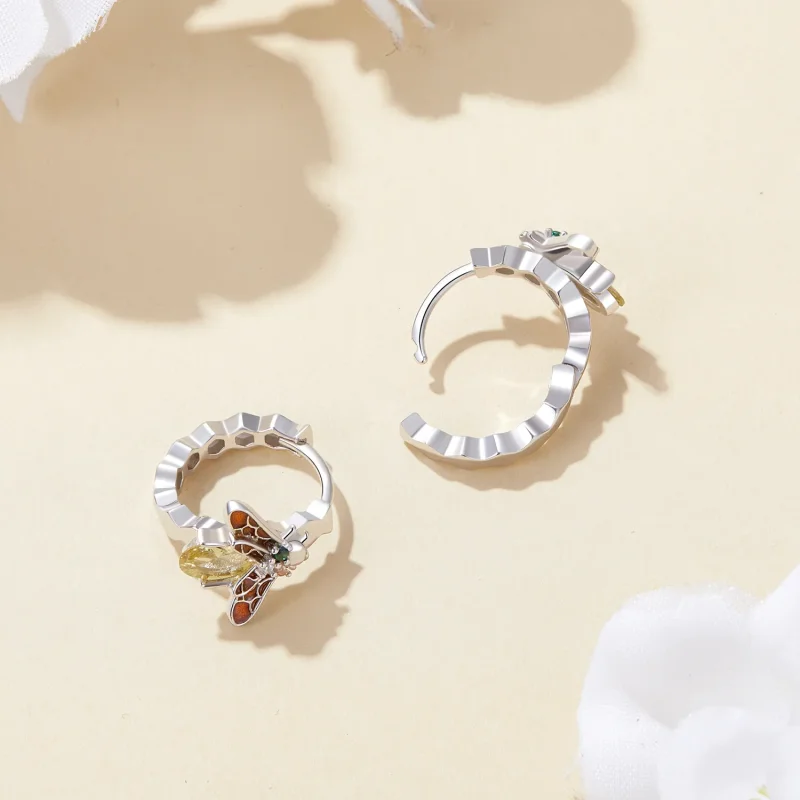 (slika za) Uhani s čebelimi obroči v slogu Pandora - BSE808 - Ogled 4