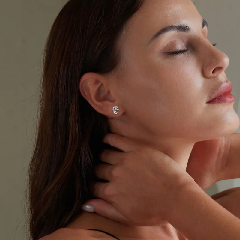 (slika za) Uhani s kameleonskimi čepi v stilu Pandora - SCE1661 - Ogled 6