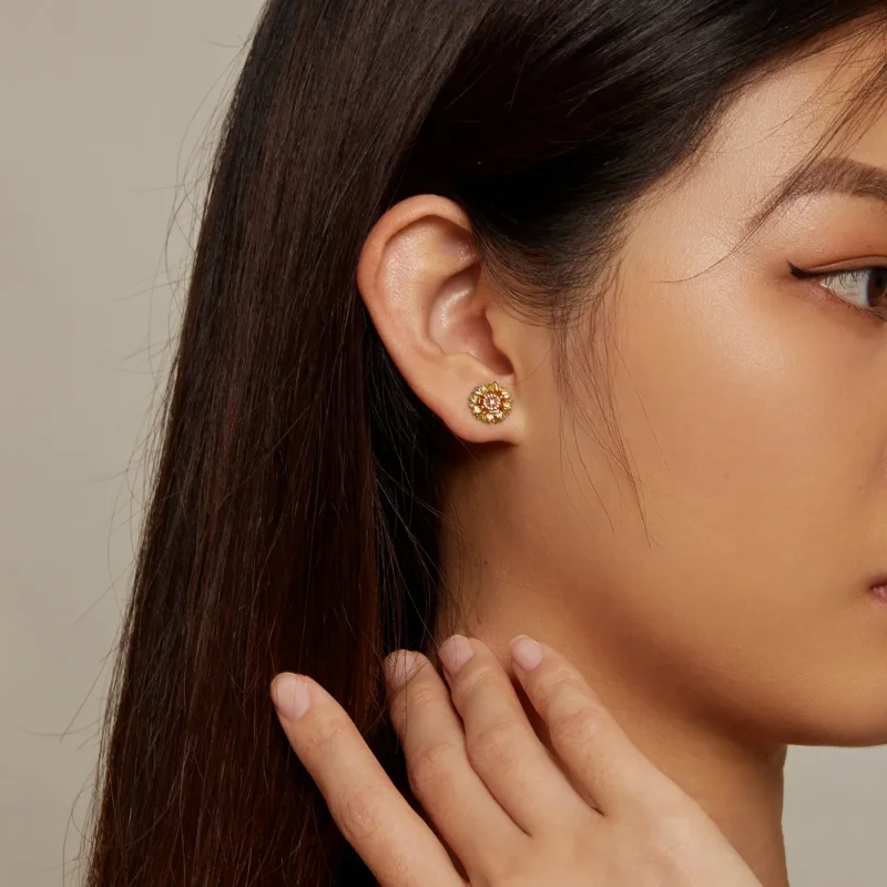 (slika za) Uhani s sončnicami v slogu Pandora - BSE867 - Ogled 5