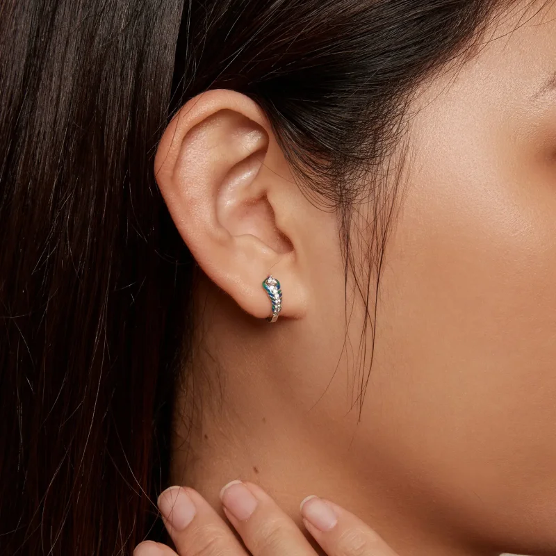 (slika za) Uhani s peresnimi obroči v stilu Pandora - BSE882 - Ogled 6