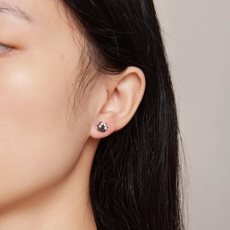 (slika za) Uhani s črnimi pasjimi tacami v stilu Pandora - SCE1575 - Ogled 5