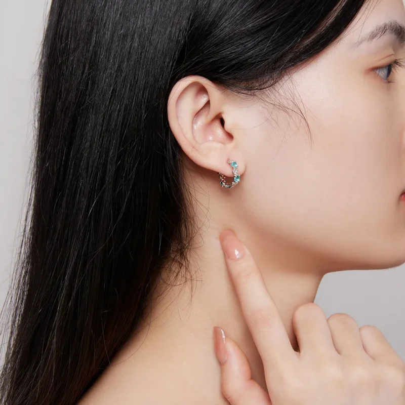 (slika za) Uhani s štiriperesno deteljico v stilu Pandora - BSE826 - Ogled 5