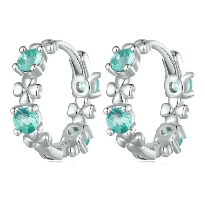 (slika za) Uhani s štiriperesno deteljico v stilu Pandora - BSE826 - Slika izdelka