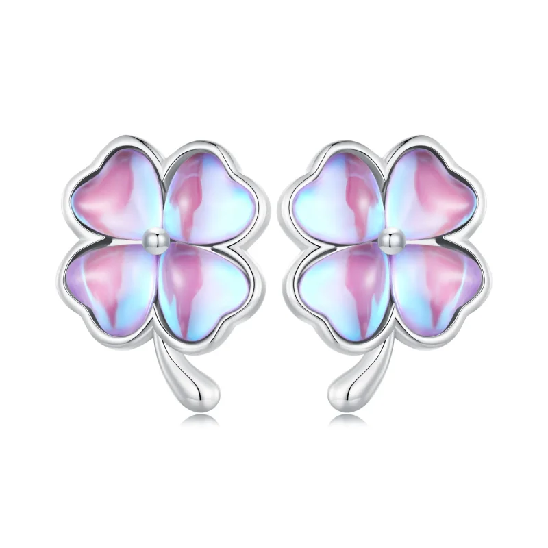 (slika za) Uhani s štiriperesno deteljico v stilu Pandora - BSE914 - Slika izdelka