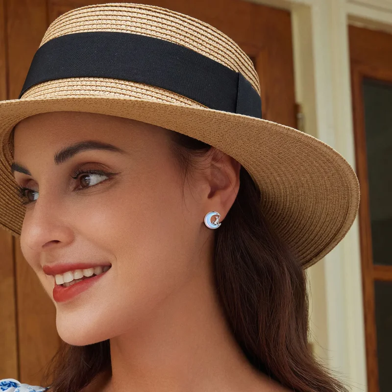 (slika za) Uhani v slogu Pandora Moon Cat Studs - BSE913 - Ogled 6