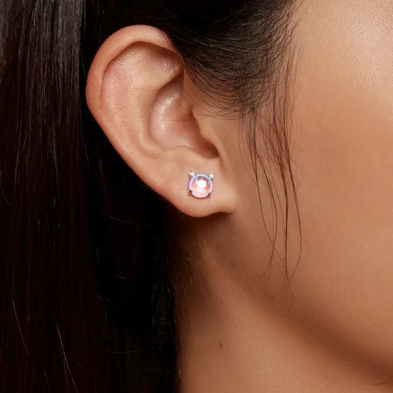 (slika za) Uhani z zatiči z mačjimi mesečevimi kamni v slogu Pandora - SCE1622 - Ogled 8