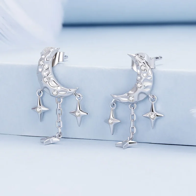 (slika za) Uhani z lunastimi resicami v slogu Pandora - BSE858 - Ogled 2