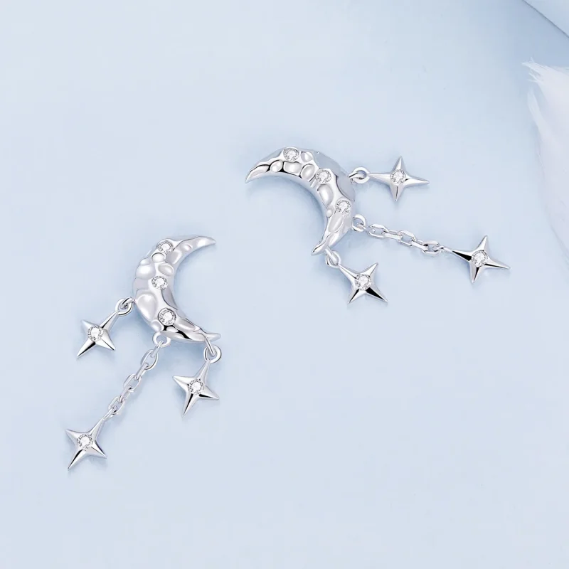 (slika za) Uhani z lunastimi resicami v slogu Pandora - BSE858 - Ogled 4