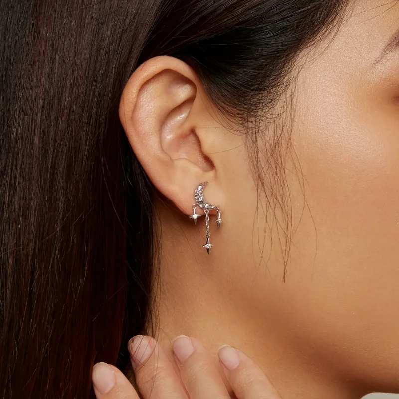 (slika za) Uhani z lunastimi resicami v slogu Pandora - BSE858 - Ogled 6