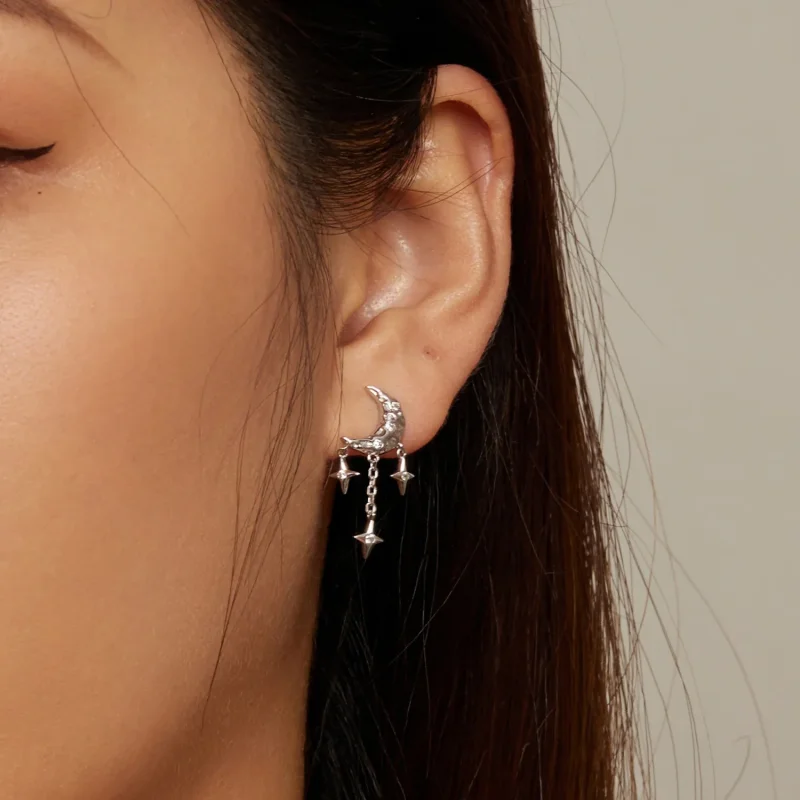 (slika za) Uhani z lunastimi resicami v slogu Pandora - BSE858 - Ogled 7