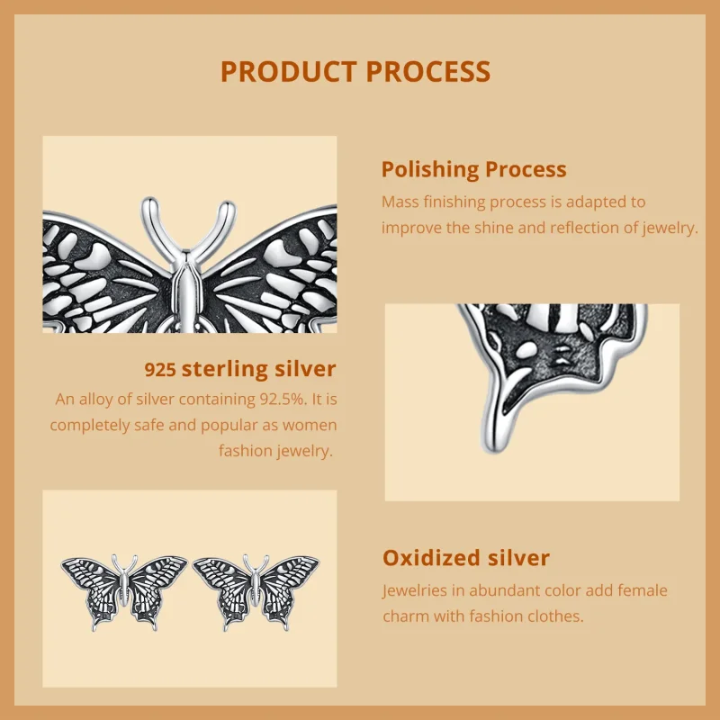 (slika za) Uhani z metulji v slogu Pandora - SCE1637 - Ogled 8