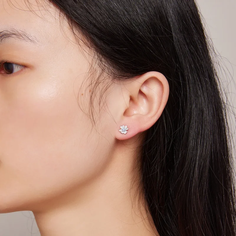 (slika za) Uhani z rožicami v slogu Pandora - SCE1572 - Ogled 7