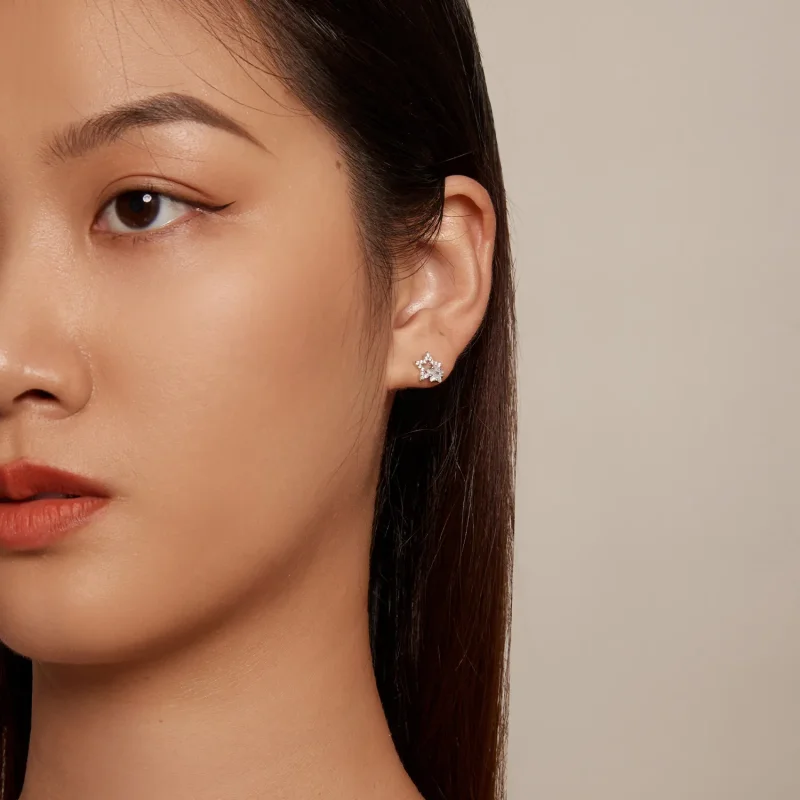 (slika za) Uhani z zvezdami v slogu Pandora - BSE878 - Ogled 5