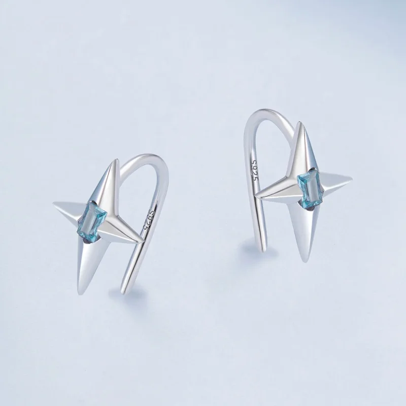 (slika za) Uhani z zvezdastimi čepki v stilu Pandora - BSE915 - Ogled 2