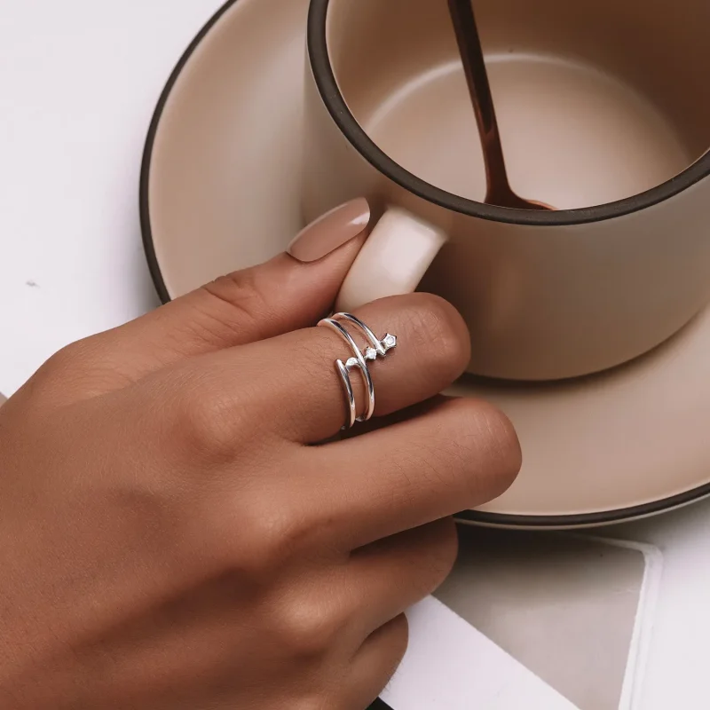 (slika za) Večplastni prstan z zvezdami in luno v stilu Pandora - SCR970 - Ogled 5