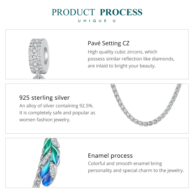 (slika za) Verižica s perjem v stilu Pandora - BSC914 - Ogled 6