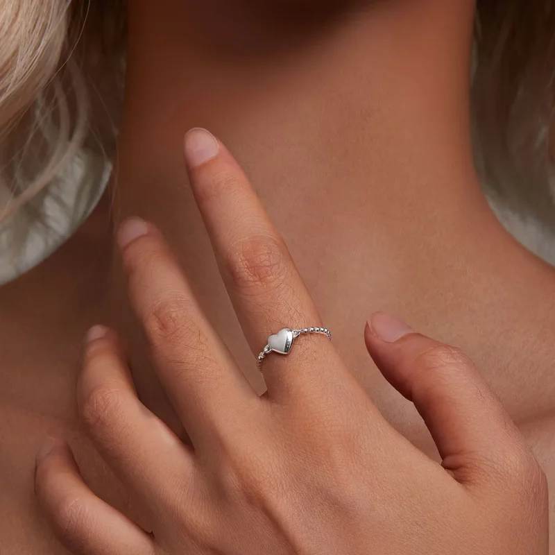 (slika za) Verižni prstan v obliki srca v slogu Pandora - BSR488 - Ogled 4