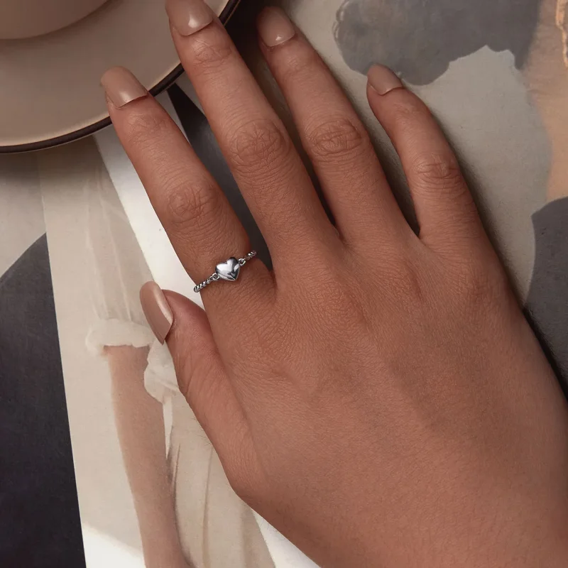 (slika za) Verižni prstan v obliki srca v slogu Pandora - BSR488 - Ogled 5