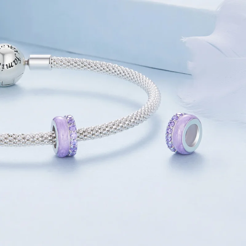 (slika za) Vijoličen dvoslojni silikonski distančnik Pandora Style - BSC883-VT - Ogled 4