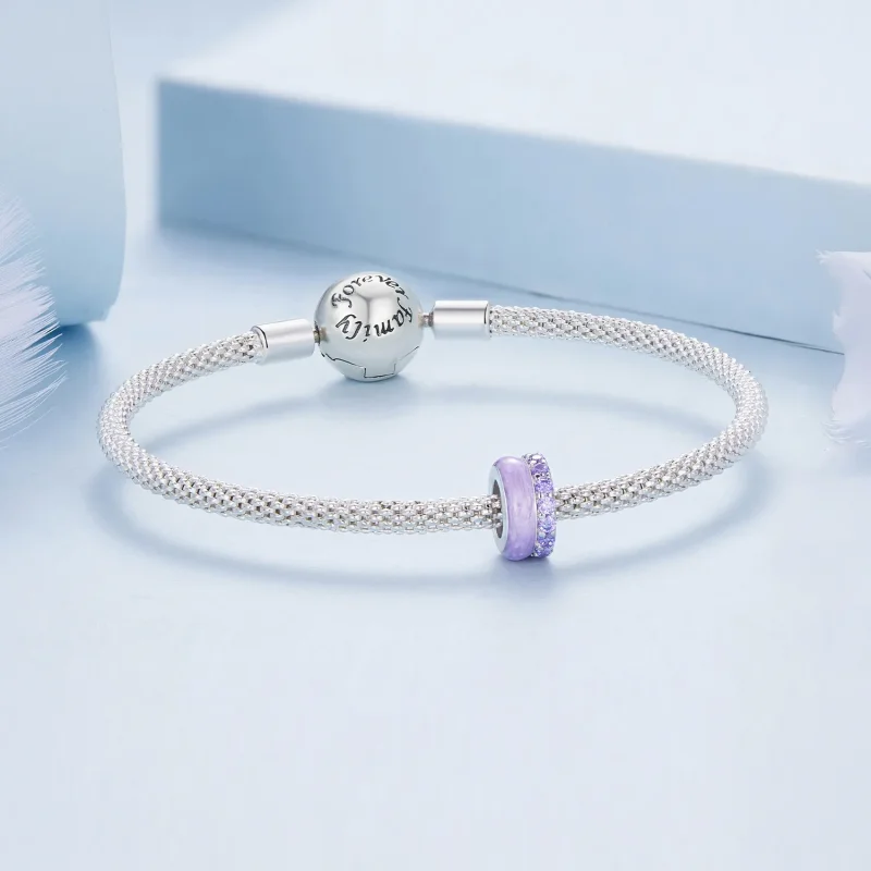 (slika za) Vijoličen dvoslojni silikonski distančnik Pandora Style - BSC883-VT - Ogled 5