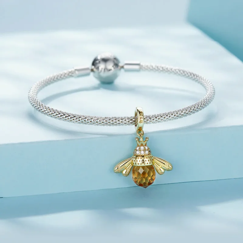 (slika za) Viseča zlata čebela v stilu Pandora - SCC035-B - Ogled 3