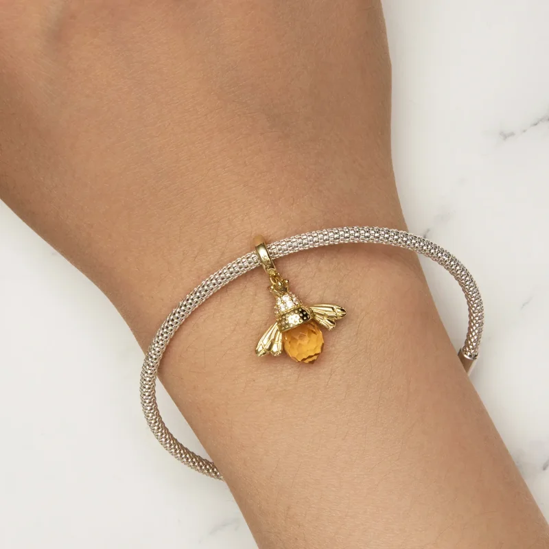 (slika za) Viseča zlata čebela v stilu Pandora - SCC035-B - Ogled 5