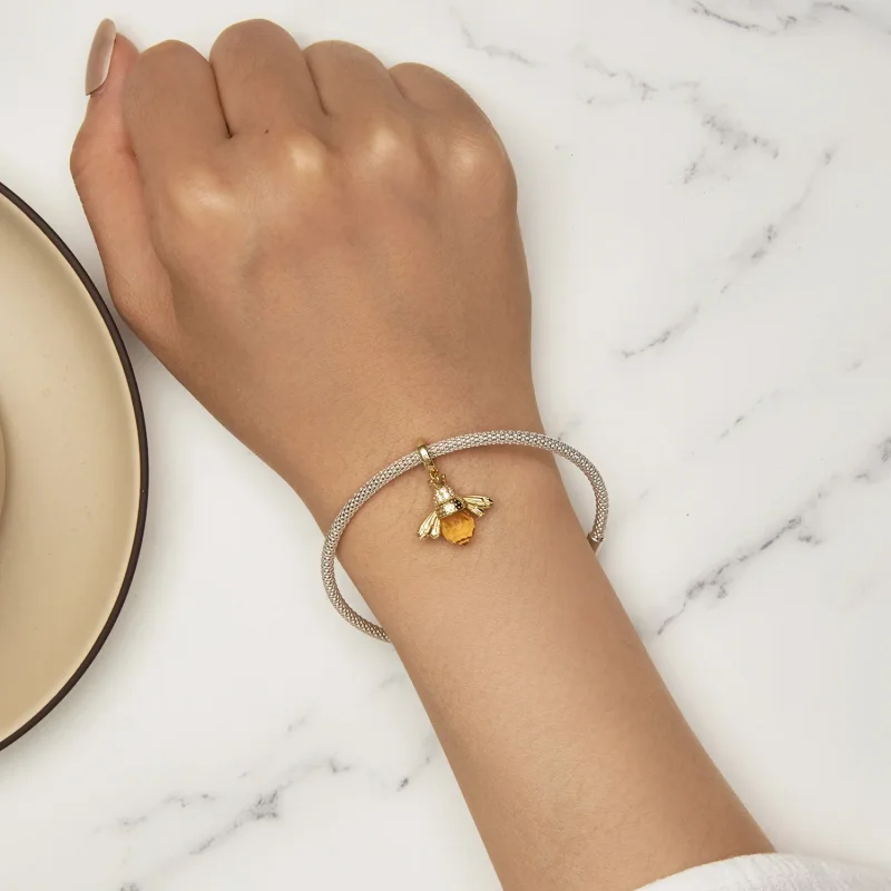 (slika za) Viseča zlata čebela v stilu Pandora - SCC035-B - Ogled 6