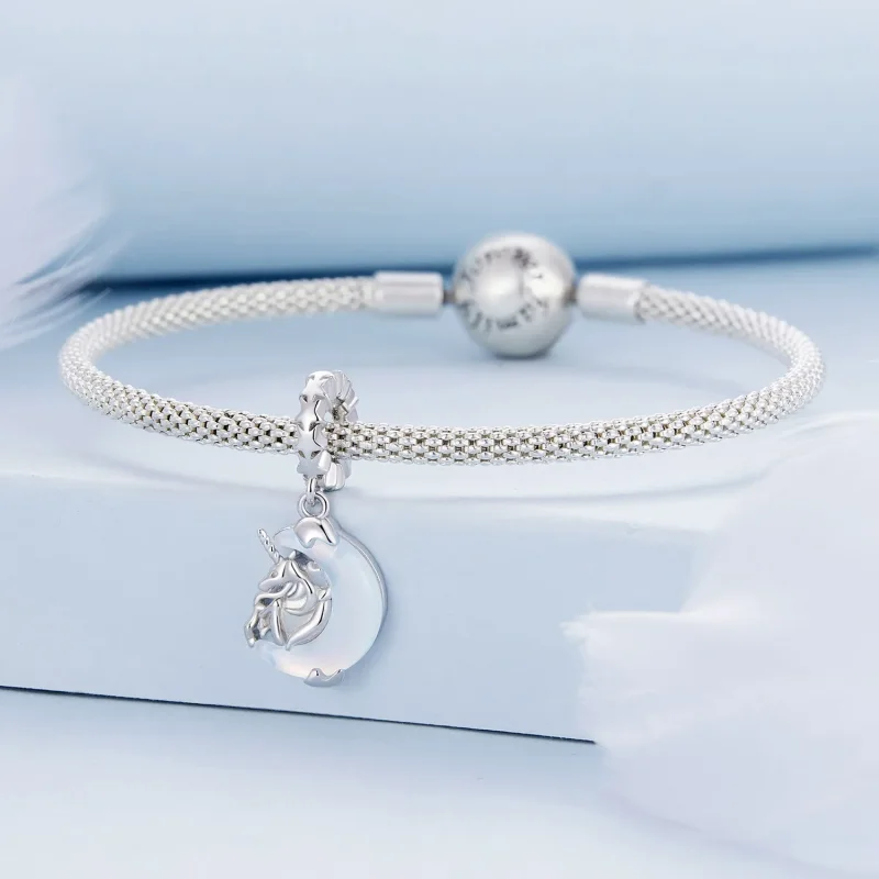 (slika za) Viseči samorog luna v slogu Pandora - BSC926 - Ogled 3