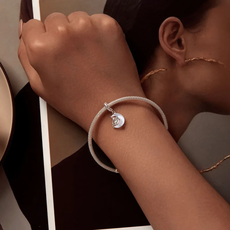 (slika za) Viseči samorog luna v slogu Pandora - BSC926 - Ogled 5