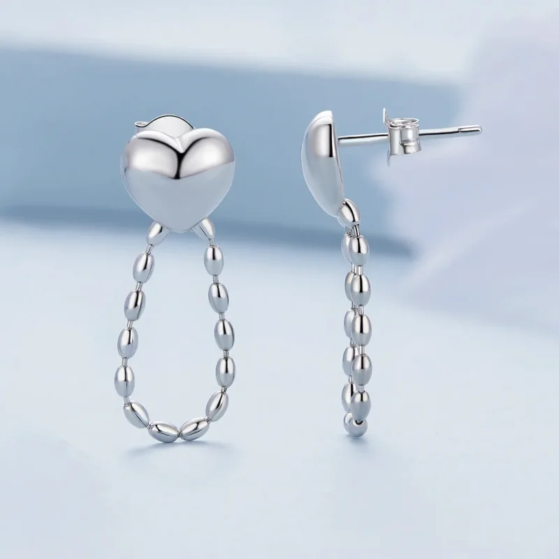 (slika za) Viseči uhani z resicami v obliki srca Pandora - BSE825 - Ogled 3