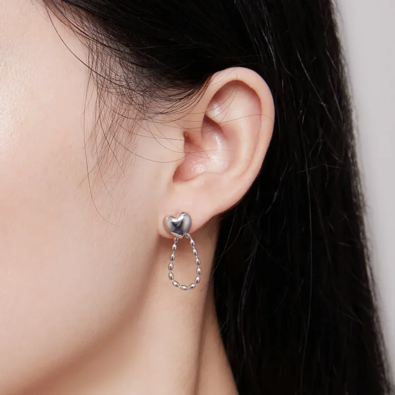 (slika za) Viseči uhani z resicami v obliki srca Pandora - BSE825 - Ogled 6