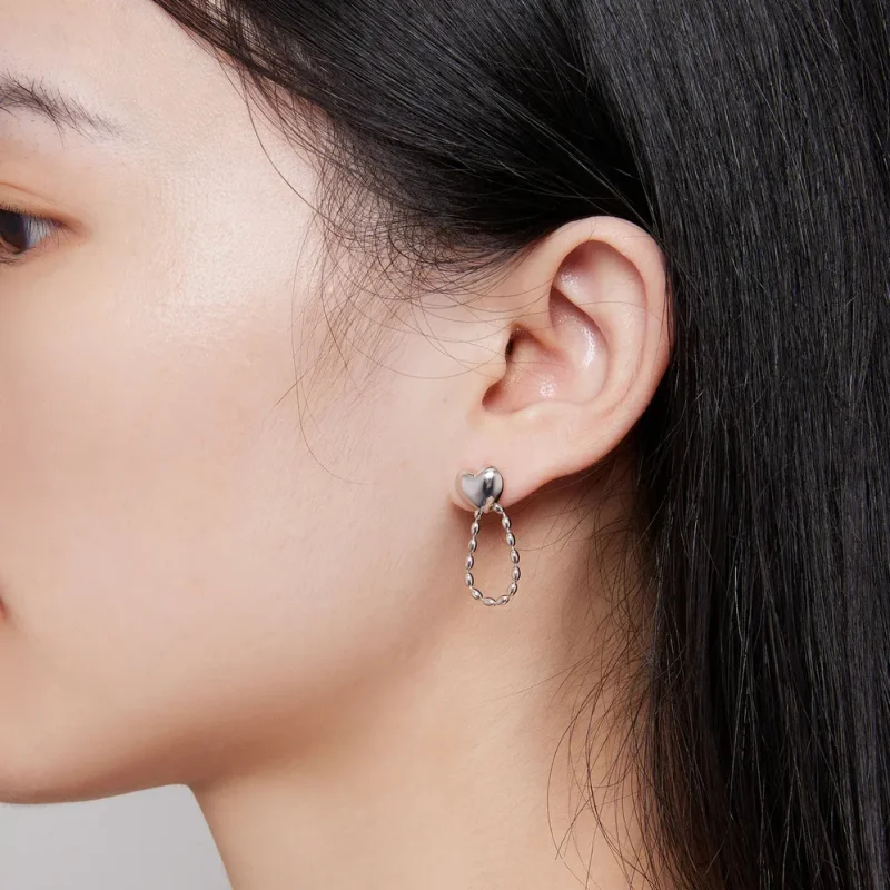 (slika za) Viseči uhani z resicami v obliki srca Pandora - BSE825 - Ogled 7