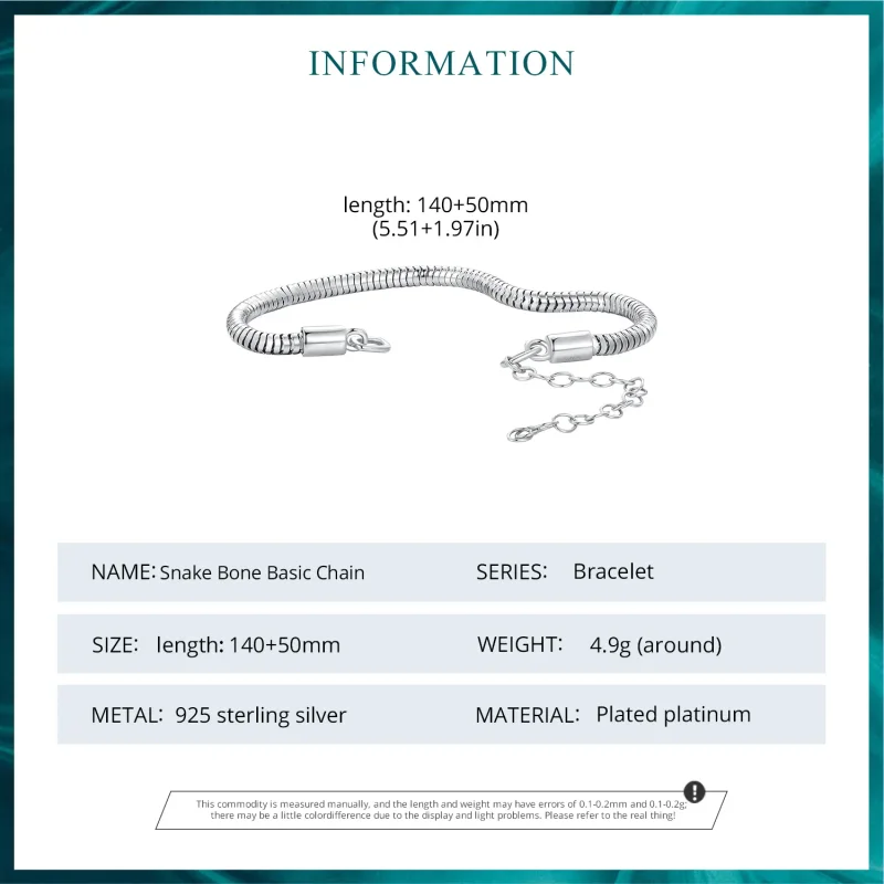 (slika za) Zapestnica z verigo iz kačje kosti v slogu Pandora - BSB150 - Ogled 6
