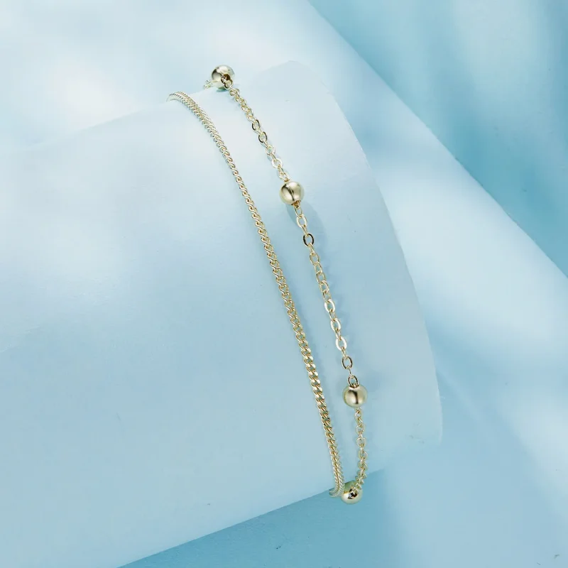 (slika za) Zapestnica z verižico iz zlatih kroglic Pandora - SCB131-B - Ogled 2