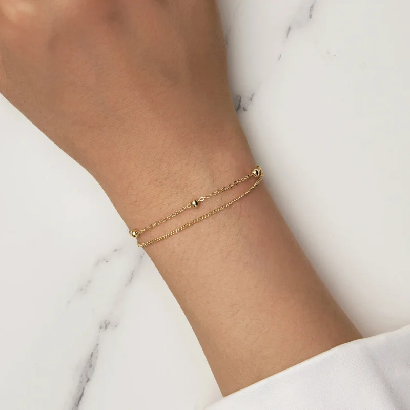 (slika za) Zapestnica z verižico iz zlatih kroglic Pandora - SCB131-B - Ogled 6